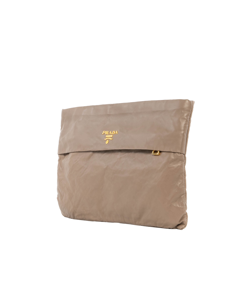 PRADA CLUTCH BROWN CALF GHW 8353