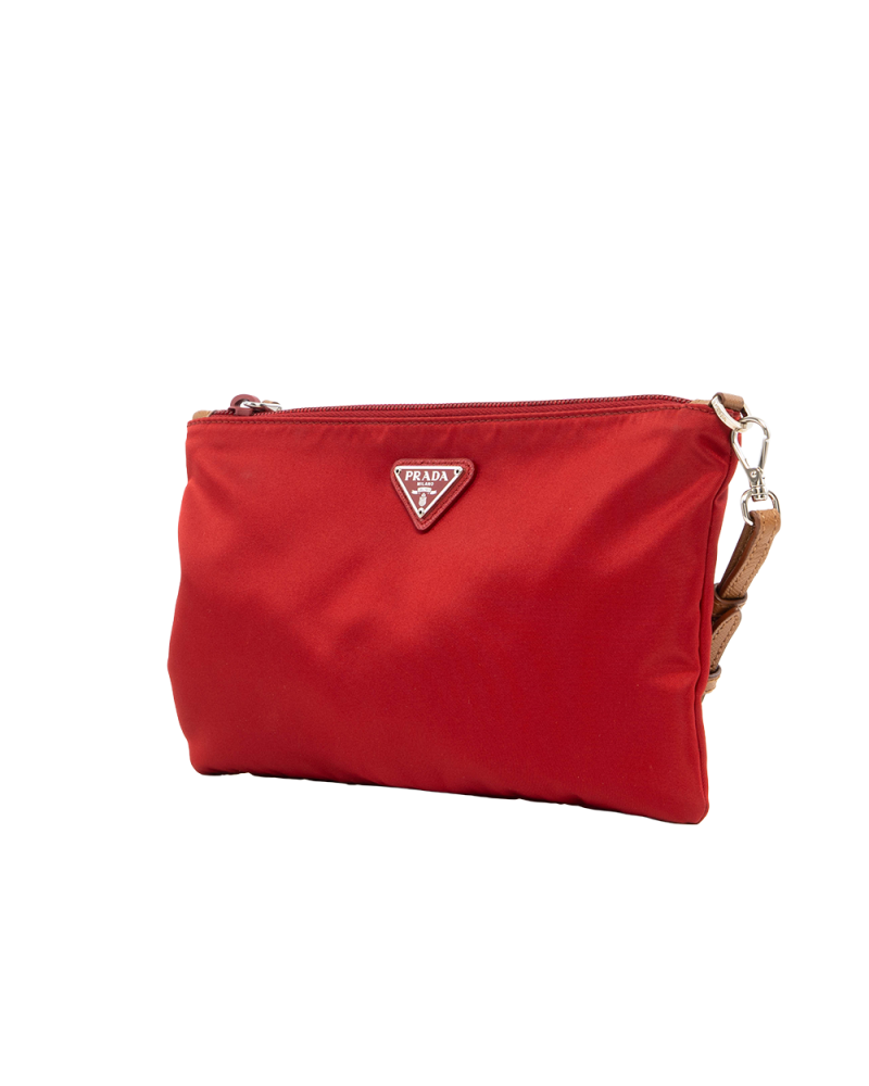 PRADA CLUTCH RED NYLON SHW 8030