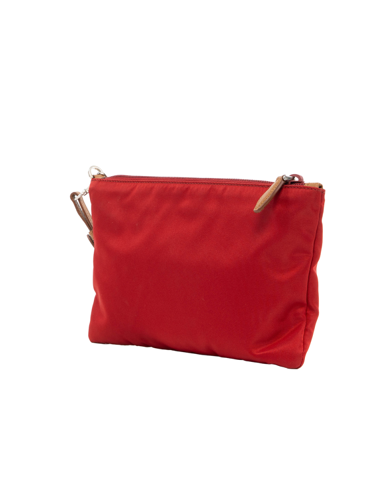 PRADA CLUTCH RED NYLON SHW 8031