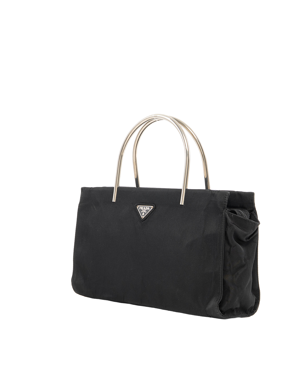 PRADA METAL HANDBAG SMALL BLACK NYLON SHW 8820