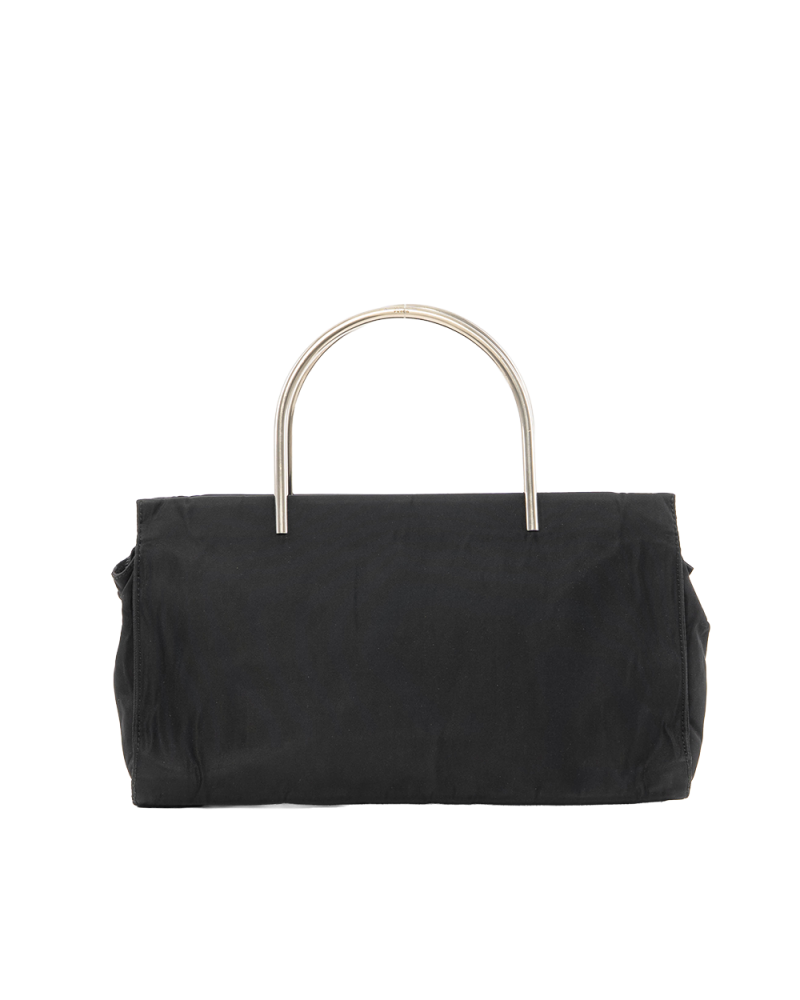 PRADA METAL HANDBAG SMALL BLACK NYLON SHW 8822