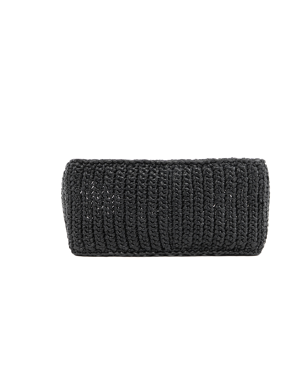 PRADA RAFFIA WOVEN SHOPPING TOTE SMALL BLACK 5477