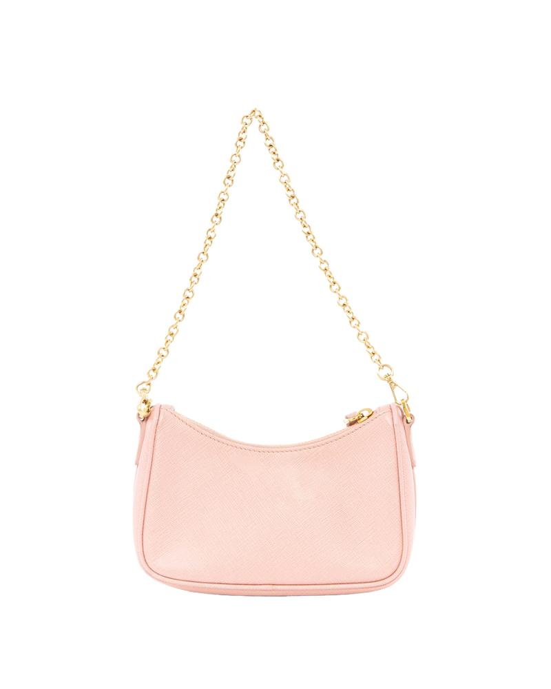 PRADA RE EDITION 2005 MINI PINK SAFFIANO GHW MICROCHIP 0196