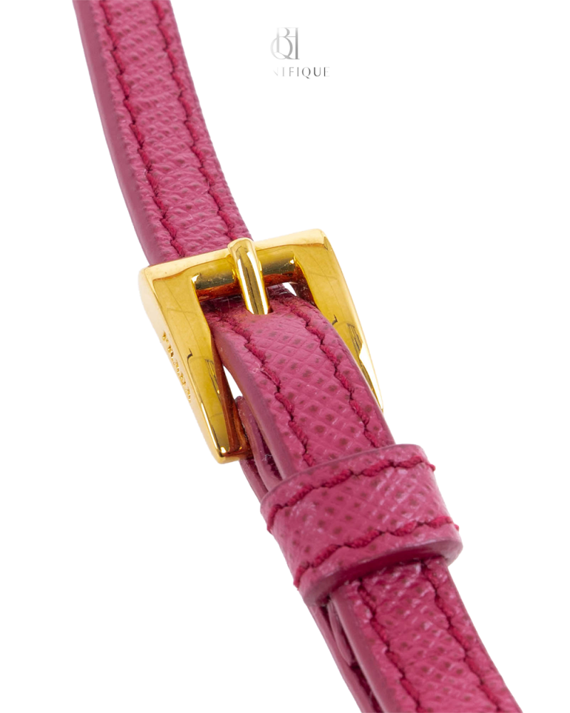 PRADA SAFFIANO BAG STRAP MINI RED SAFFIANO LEATHER GHW 0543