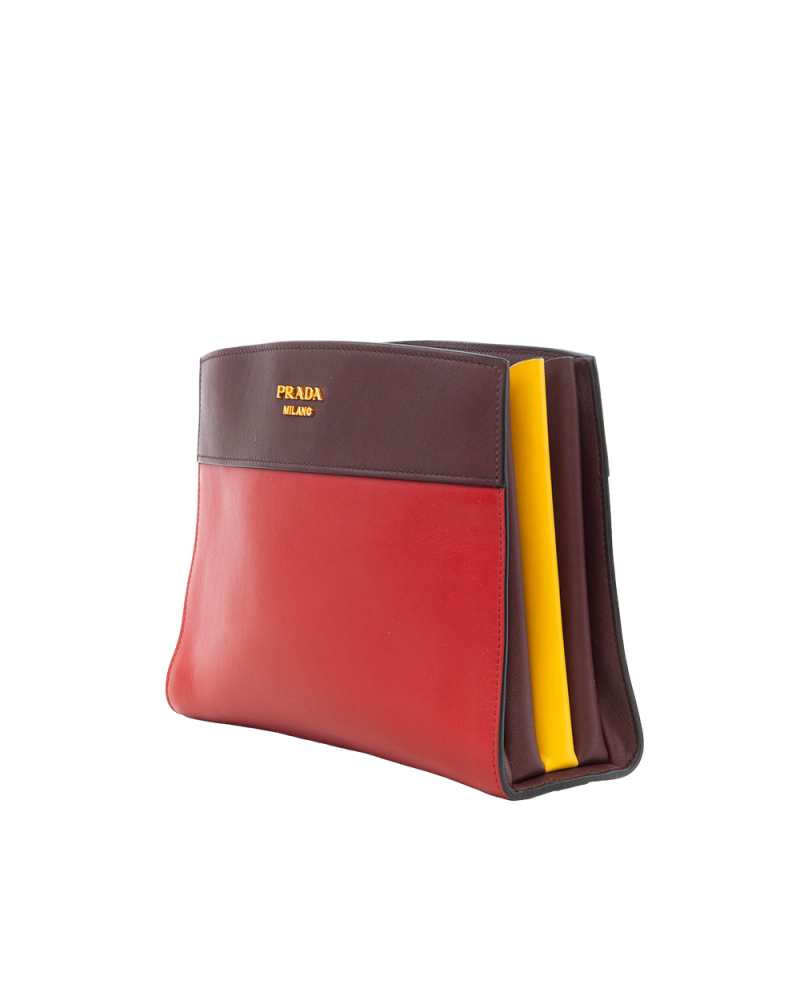 PRADA SAFFIANO CITY SMALL RED BURGANDY CALF GHW 0359