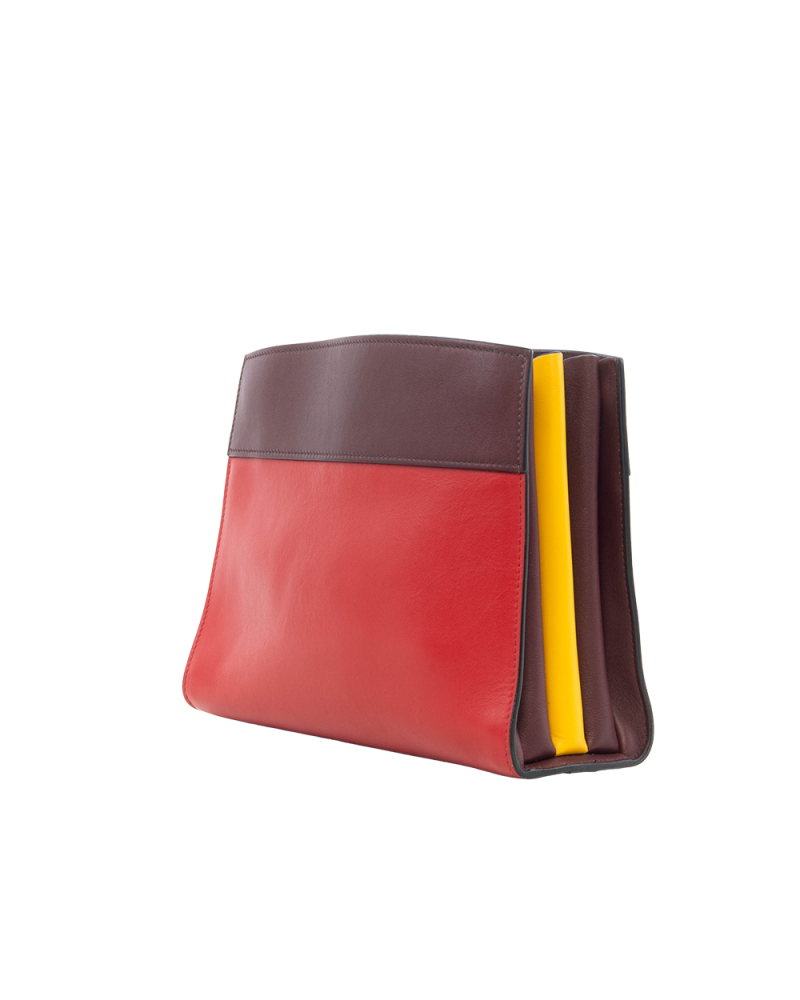 PRADA SAFFIANO CITY SMALL RED BURGANDY CALF GHW 0360