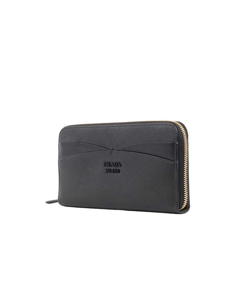 PRADA SAFFIANO WALLET LONG BLACK SAFFIANO GHW 5342