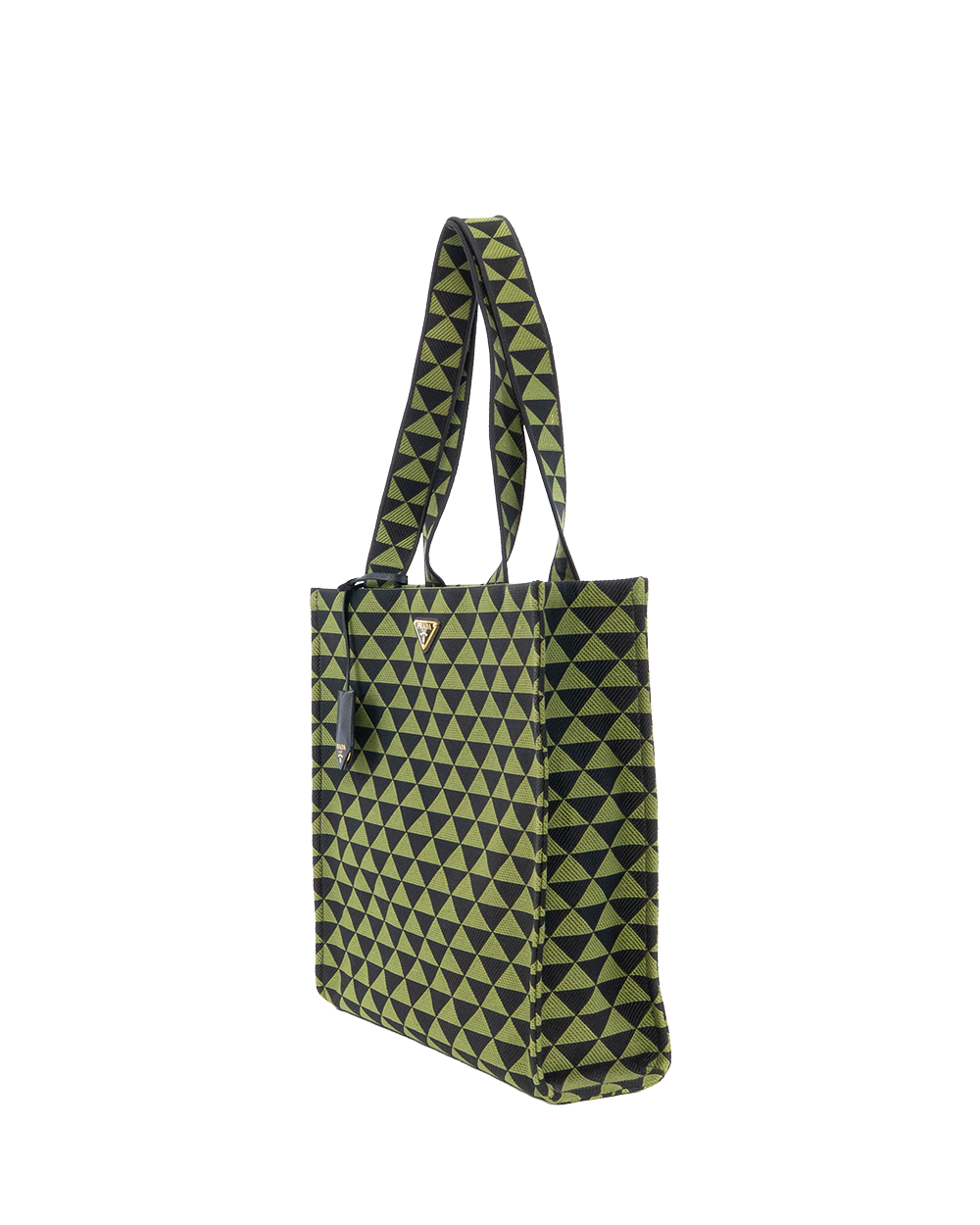 PRADA SYMBOLE TOTE LARGE GREEN BLACK CANVAS GHW 0074