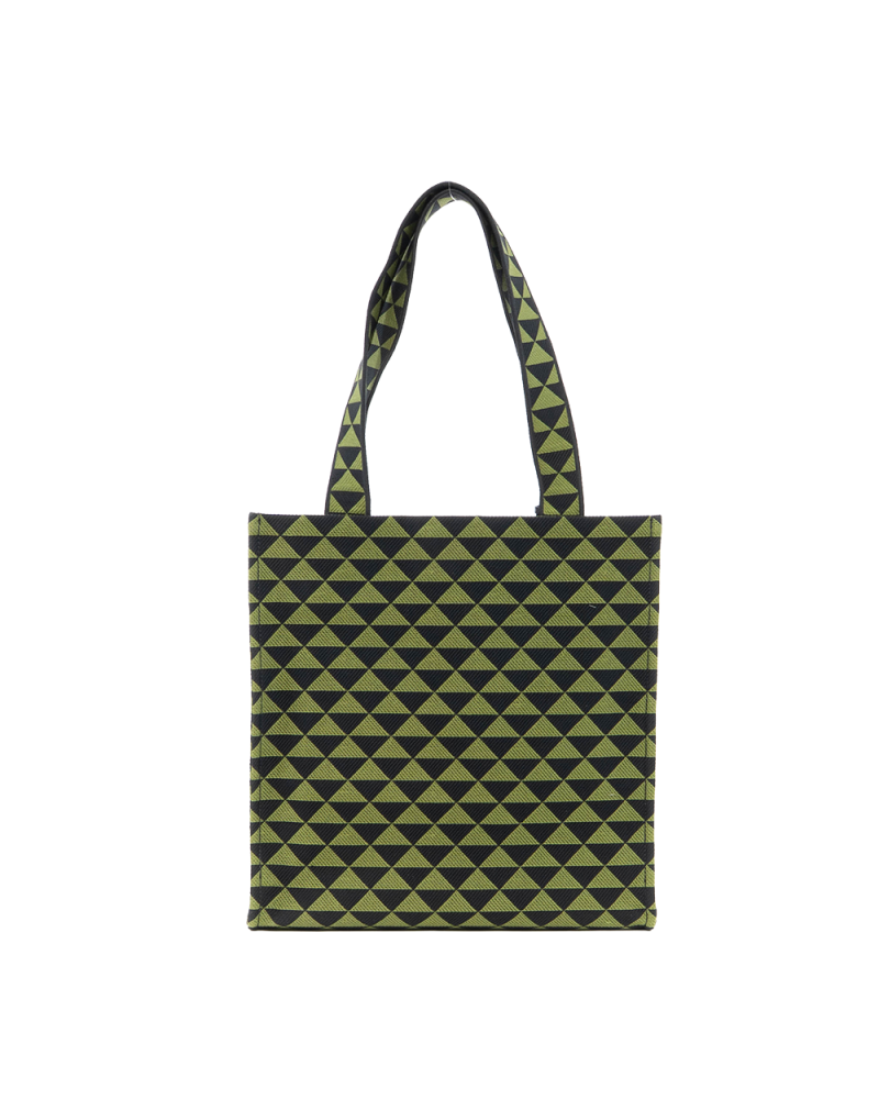 PRADA SYMBOLE TOTE LARGE GREEN BLACK CANVAS GHW 0076