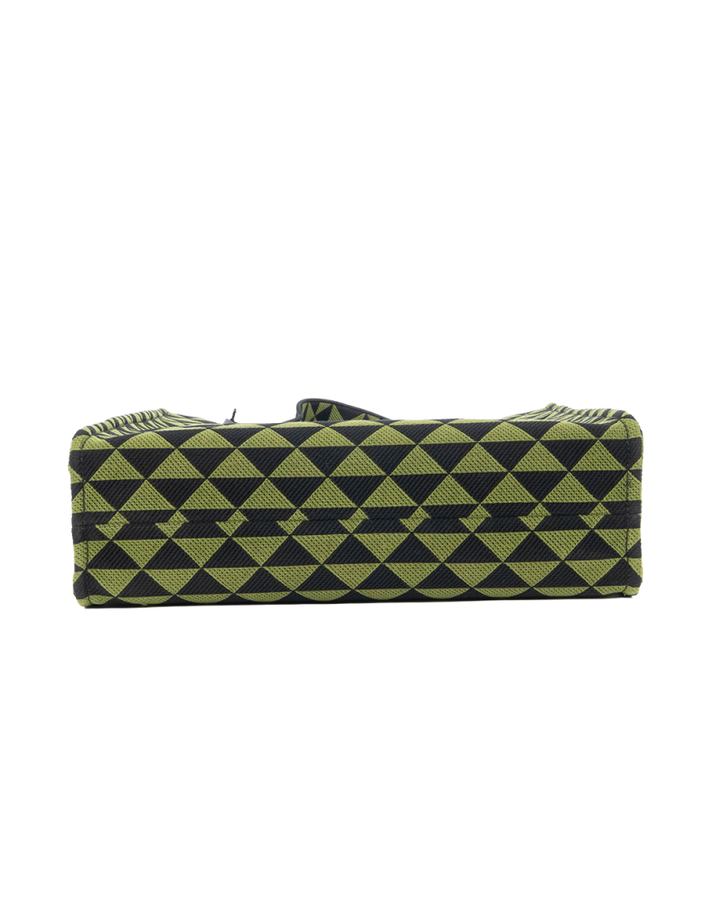 PRADA SYMBOLE TOTE LARGE GREEN BLACK CANVAS GHW 0082