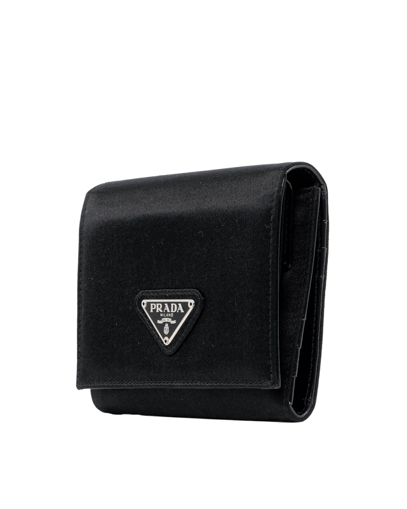 PRADA TRI FOLD WALLET SHORT BLACK NYLON SHW 03609