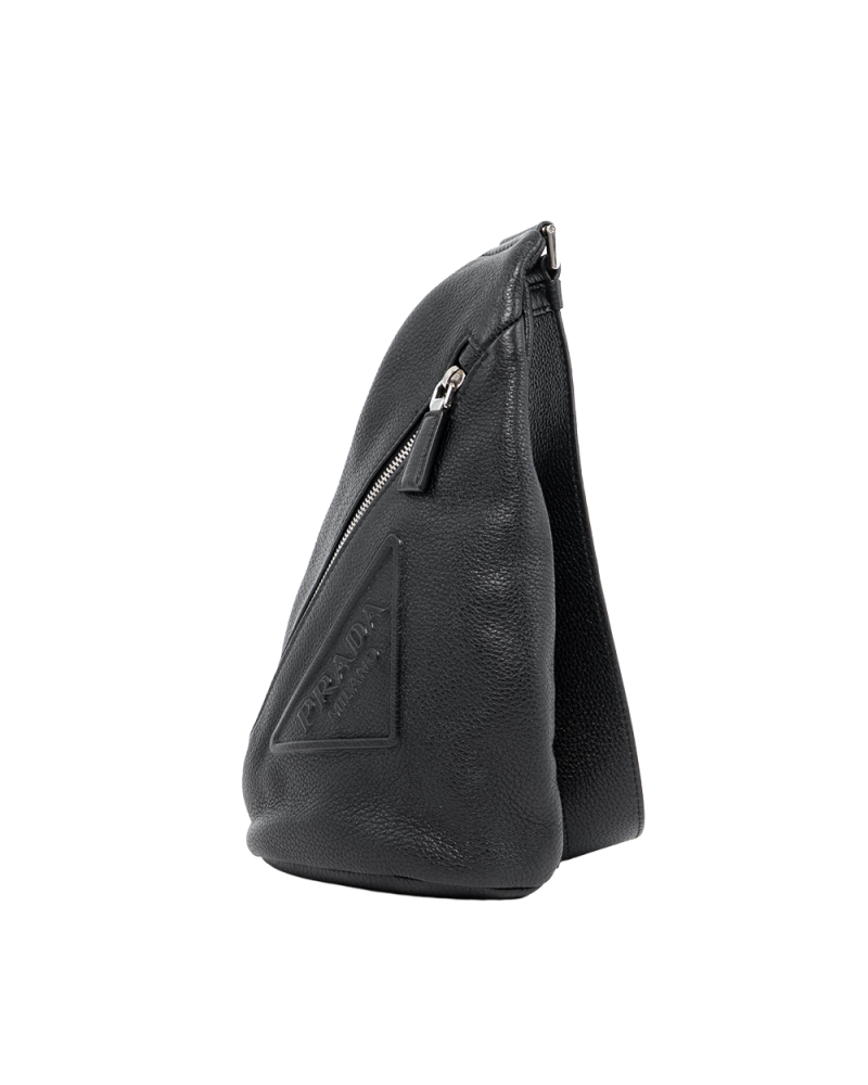 PRADA VITELLO DAINO BELT BAG BLACK CALF SHW 07249