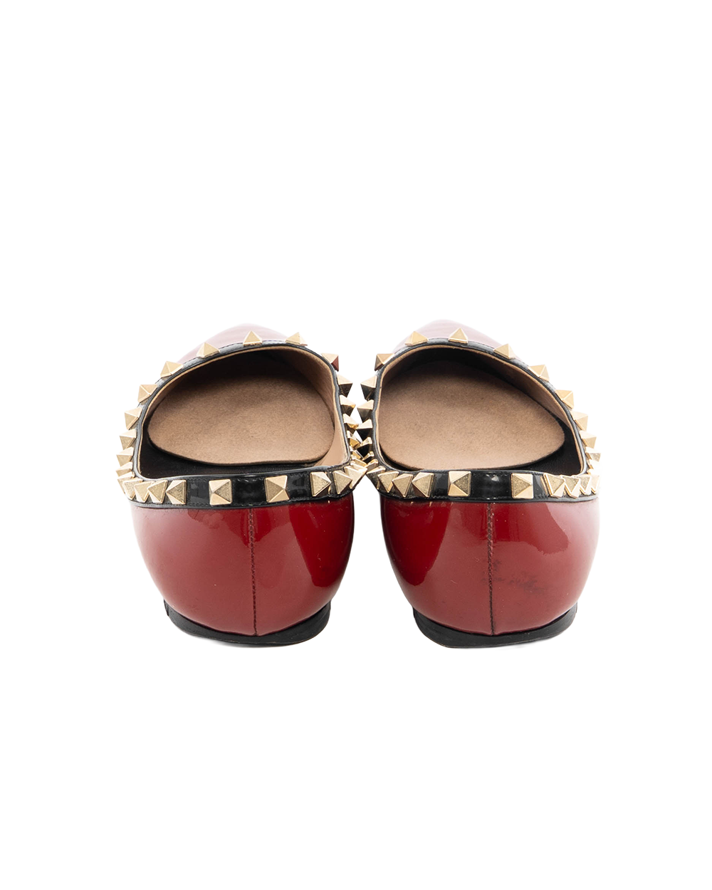 VALENTINO GARAVANI FLATS 38.5 RED BLACK VERNIS GHW 0590