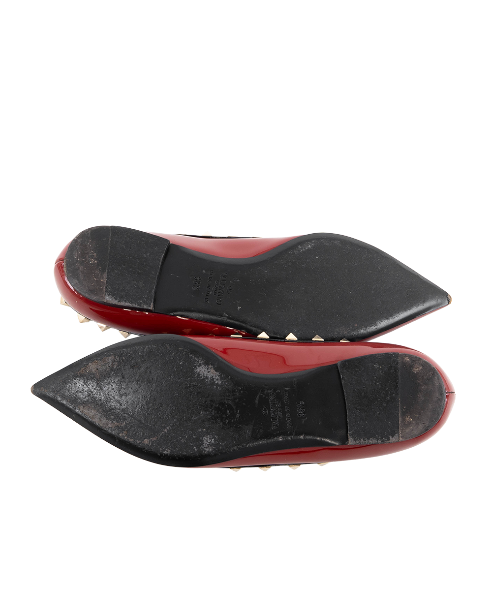 VALENTINO GARAVANI FLATS 38.5 RED BLACK VERNIS GHW 0591