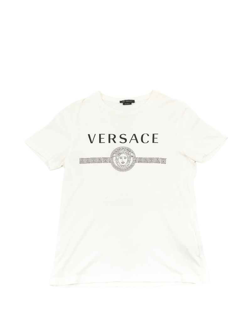 VERSACE GRECA SHORT SLEEVED POLO S WHITE COTTON 5526