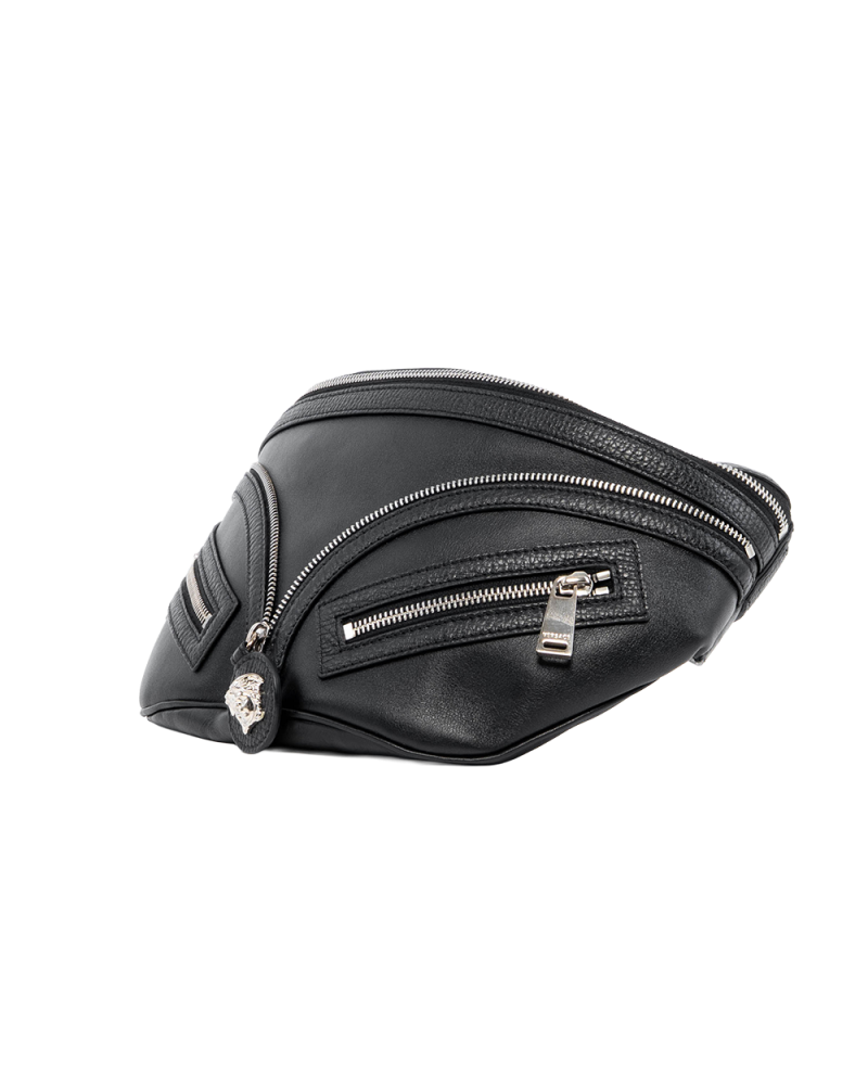 VERSACE REPEAT BELT BAG SAMLL BLACK CALF MICROCHIP 07266