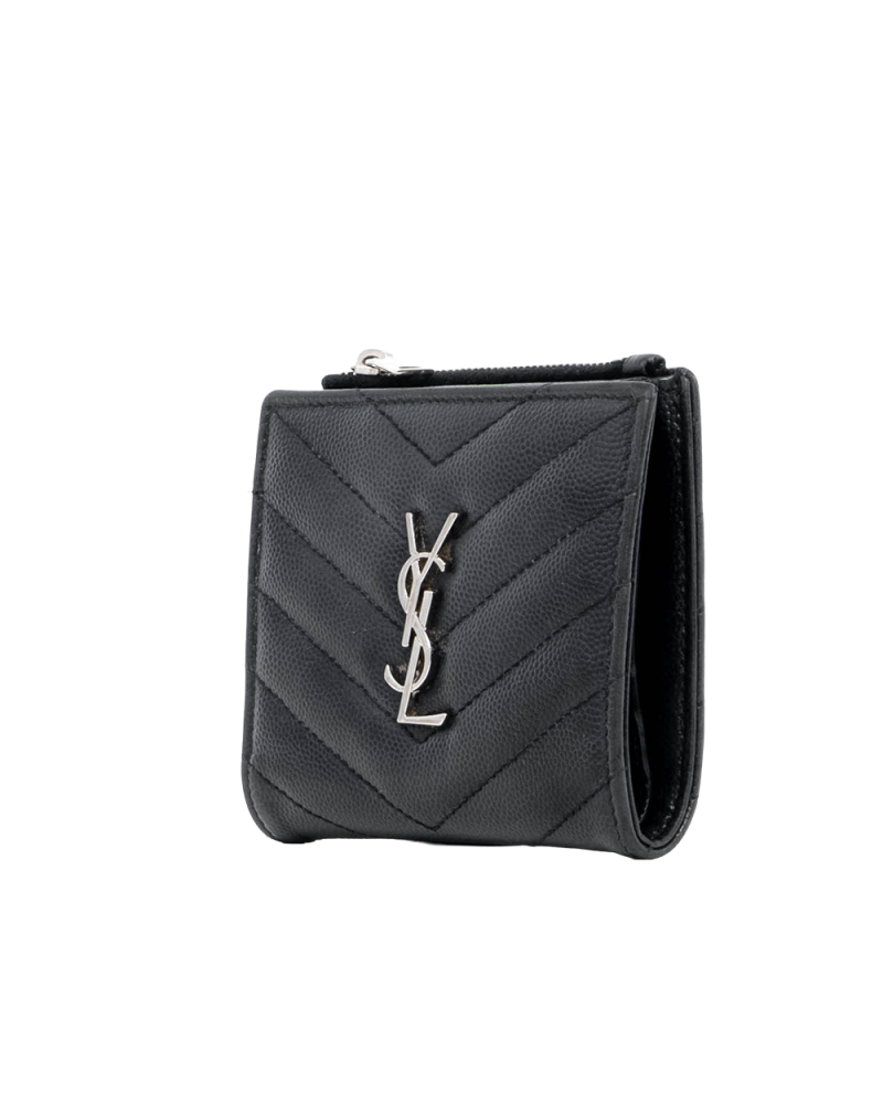 YSL BI FOLD ZIPPY SHORT BLACK CHEVRON SHW YBL517045 0918 04074