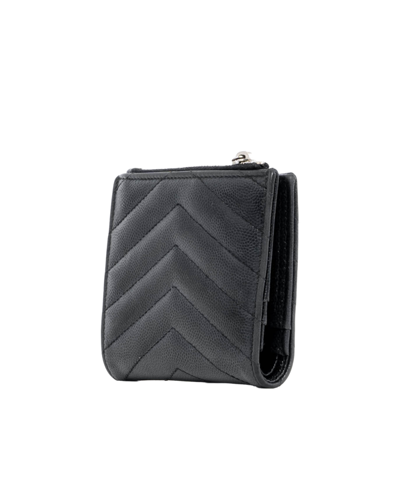YSL BI FOLD ZIPPY SHORT BLACK CHEVRON SHW YBL517045 0918 04075