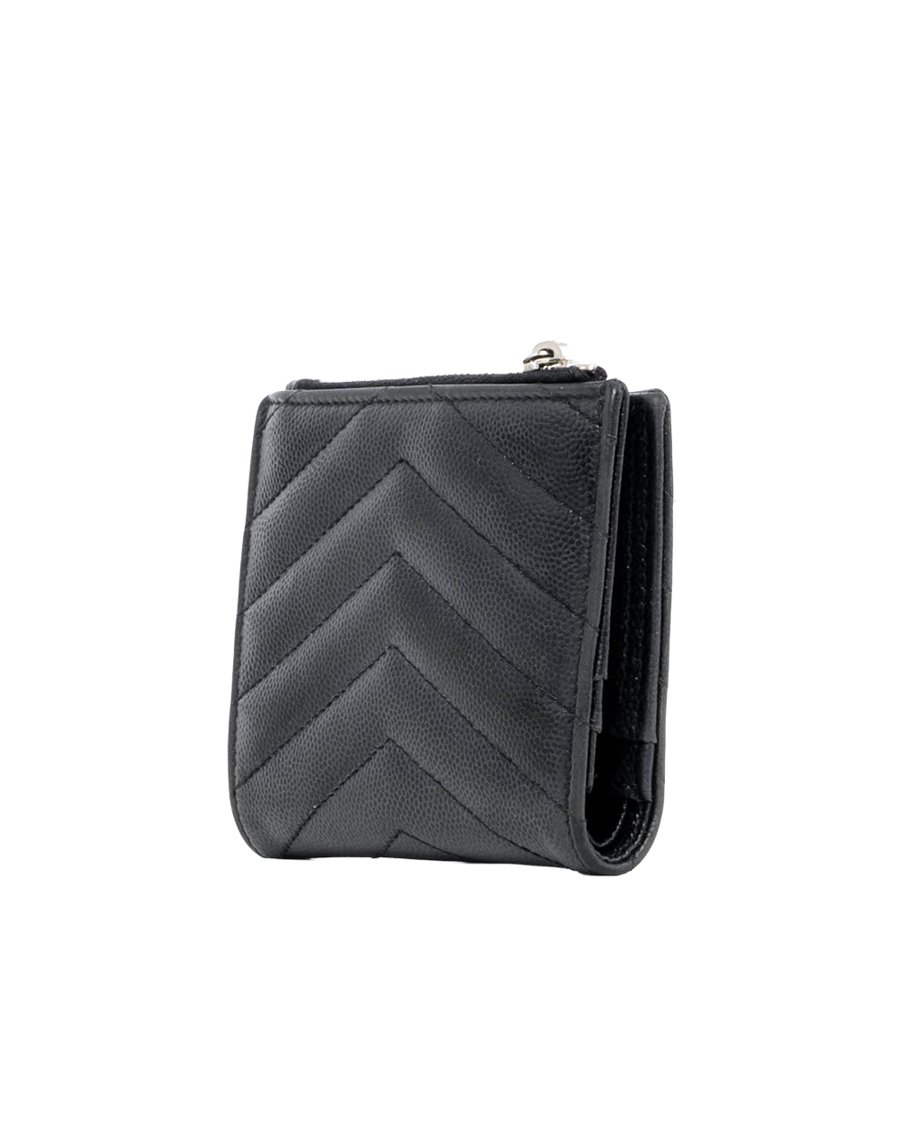 YSL BI FOLD ZIPPY SHORT BLACK CHEVRON SHW YBL517045 0918 04075