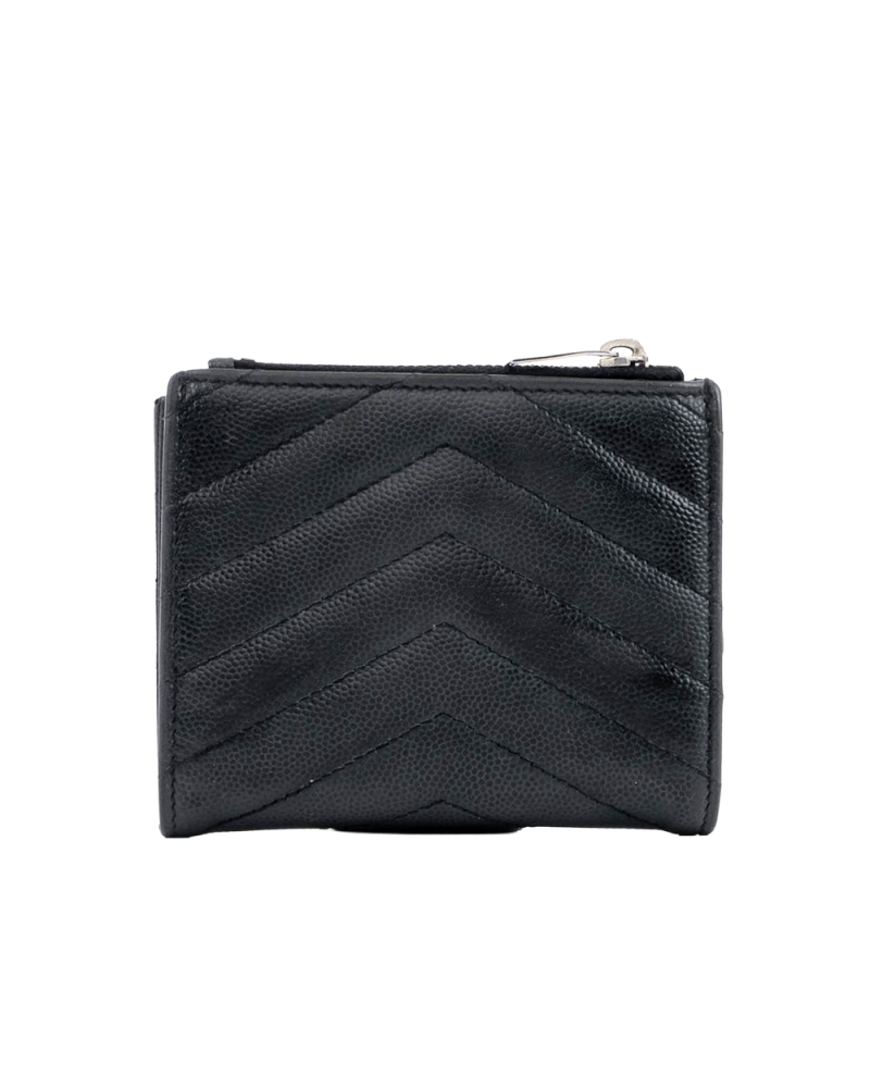 YSL BI FOLD ZIPPY SHORT BLACK CHEVRON SHW YBL517045 0918 04076