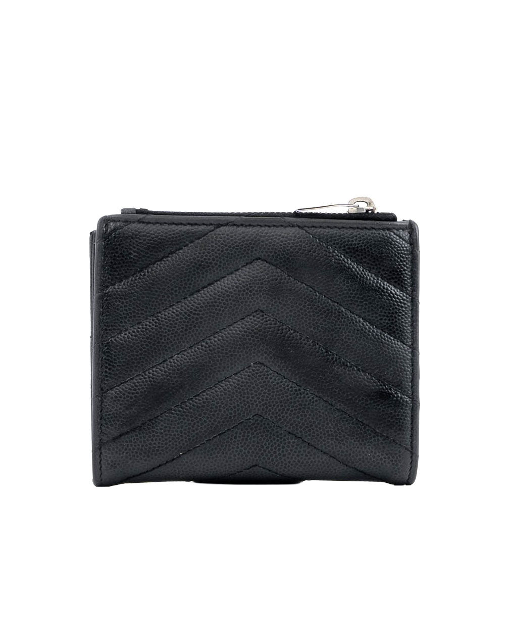 YSL BI FOLD ZIPPY SHORT BLACK CHEVRON SHW YBL517045 0918 04076