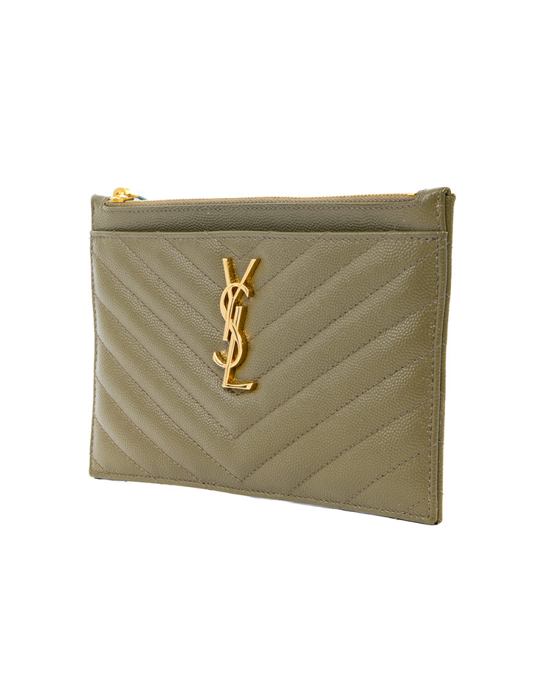 YSL BILL POUCH GREEN CHEVRON GHW TGN636312 0321 0239