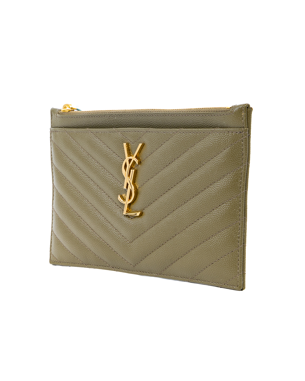 YSL BILL POUCH GREEN CHEVRON GHW TGN636312 0321 0239