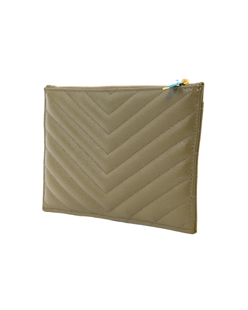 YSL BILL POUCH GREEN CHEVRON GHW TGN636312 0321 0240