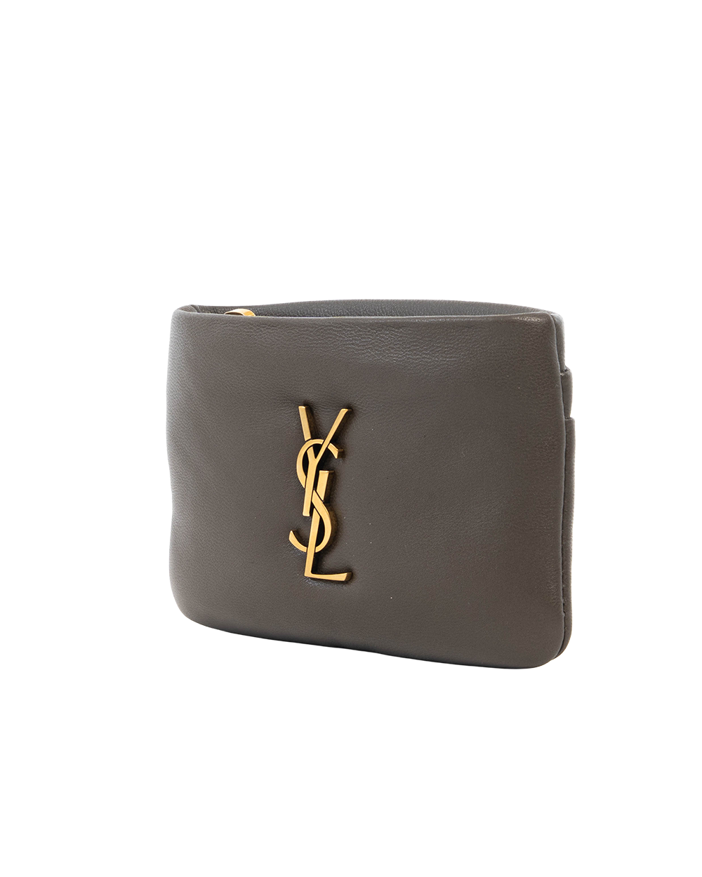 YSL CALYPSO ZIPPY CARD HOLDER SHORT GREEN KAKHI LAMB GHW BRS 778773 0324 0218