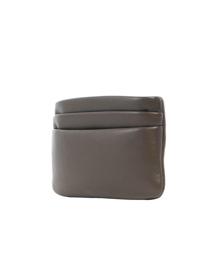 YSL CALYPSO ZIPPY CARD HOLDER SHORT GREEN KAKHI LAMB GHW BRS 778773 0324 0219