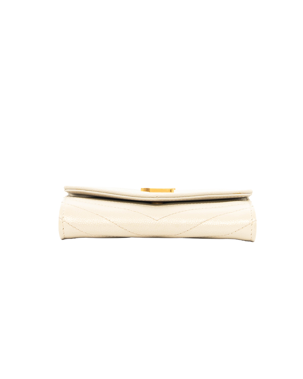 YSL CARD HOLDER SHORT BEIGE CHEVRON GHW ART414404 0222 8176