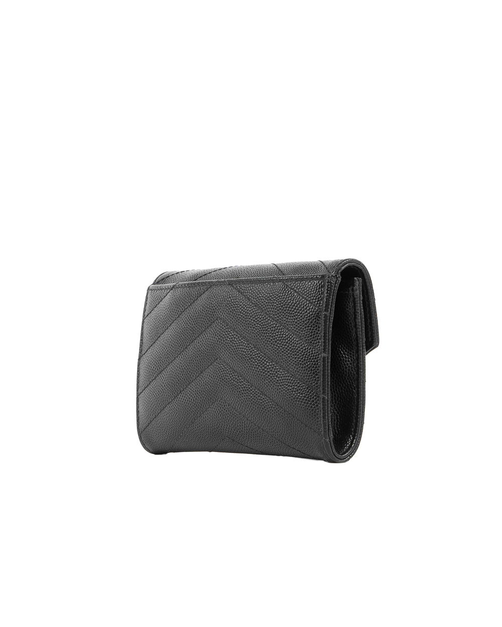 YSL CARD HOLDER SHORT BLACK CHEVRON GHW APT414404 0522 5426