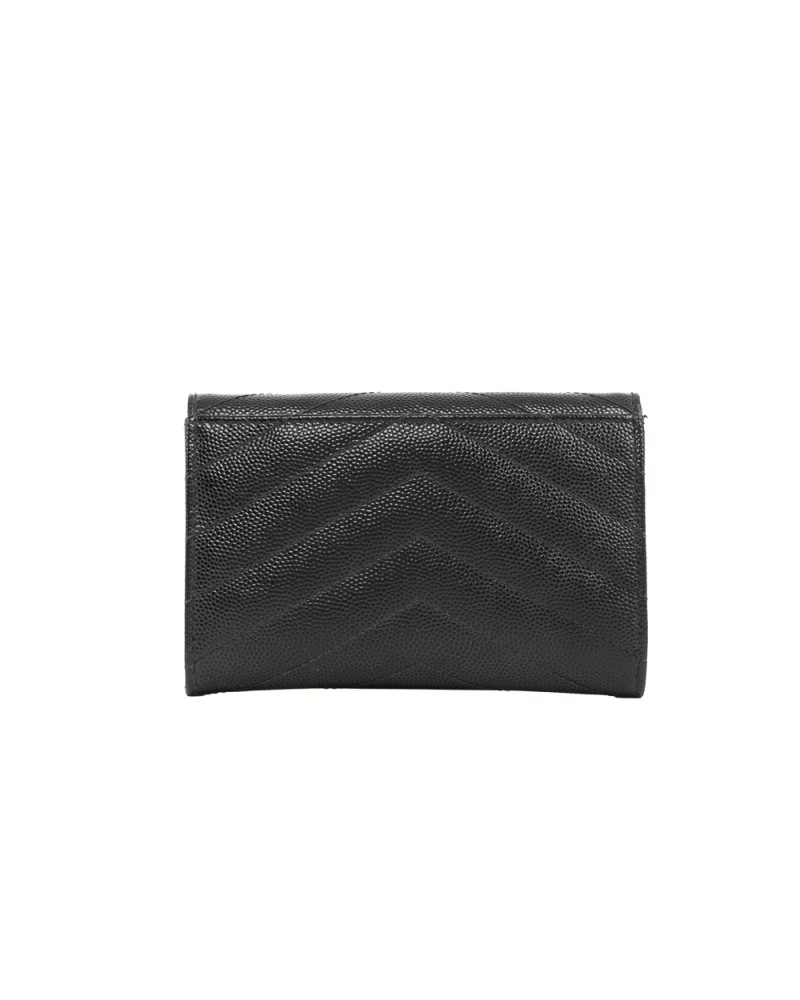 YSL CARD HOLDER SHORT BLACK CHEVRON GHW APT414404 0522 5427