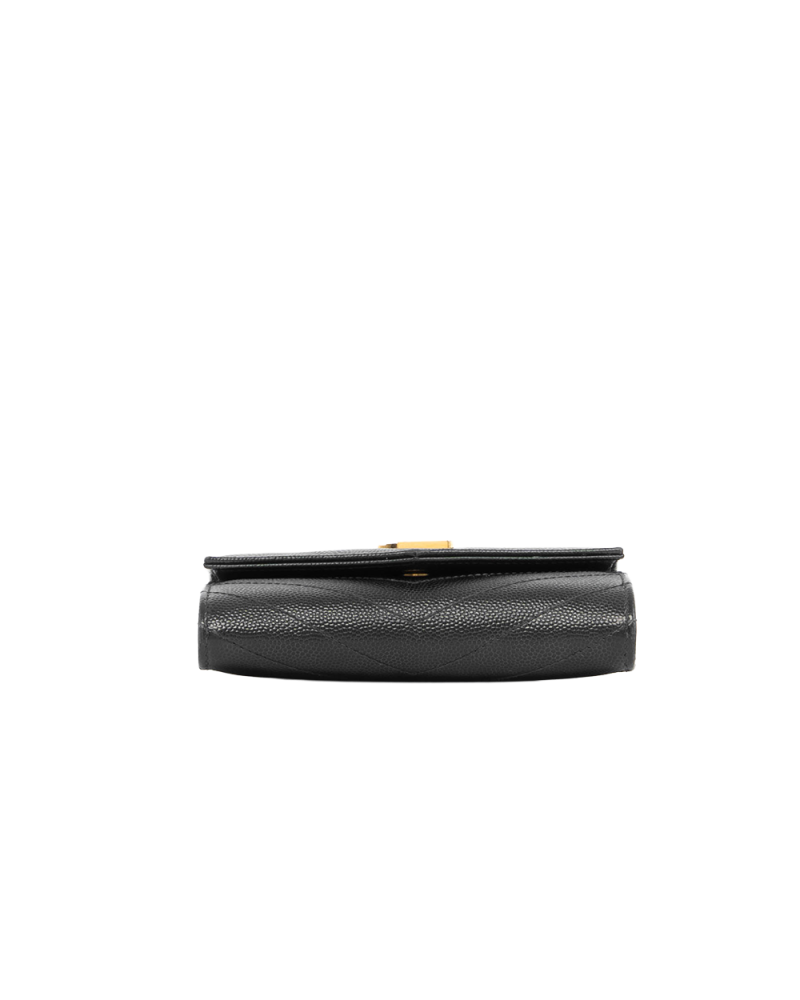 YSL CARD HOLDER SHORT BLACK CHEVRON GHW APT414404 0522 5428