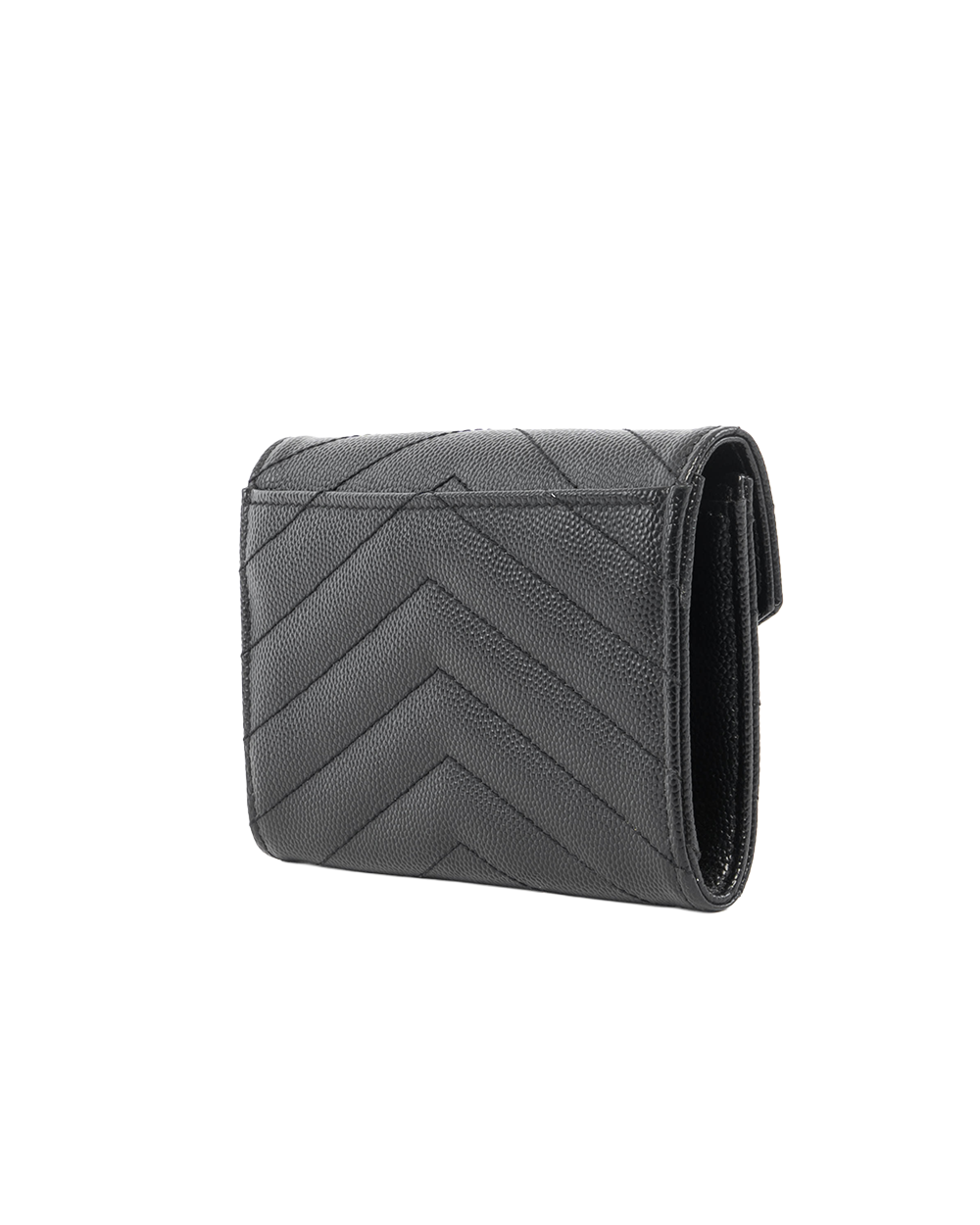 YSL CARD HOLDER SHORT BLACK CHEVRON GHW YBL 414404 0723 5585