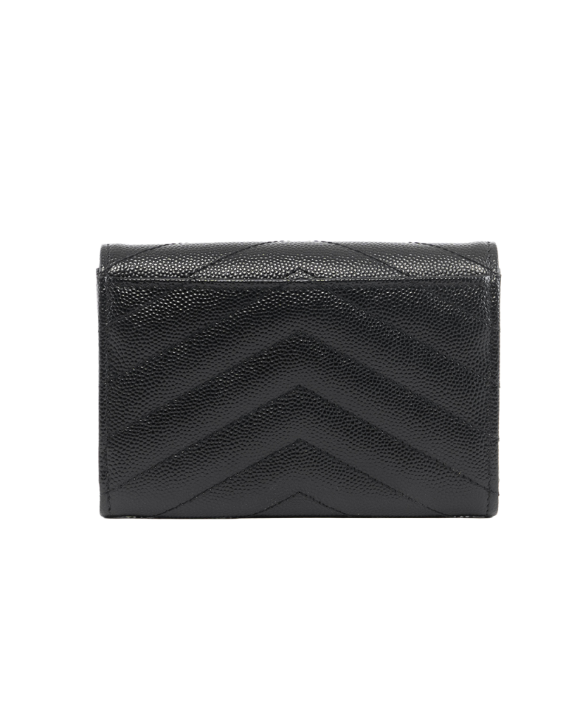 YSL CARD HOLDER SHORT BLACK CHEVRON GHW YBL 414404 0723 5586
