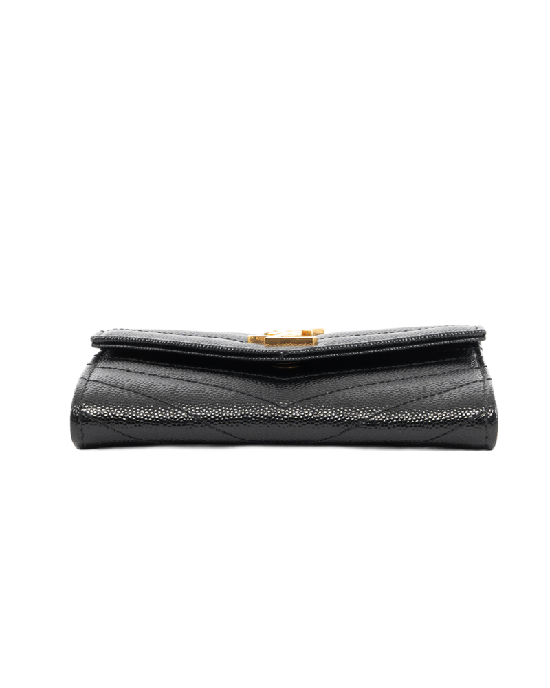 YSL CARD HOLDER SHORT BLACK CHEVRON GHW YBL 414404 0723 5587