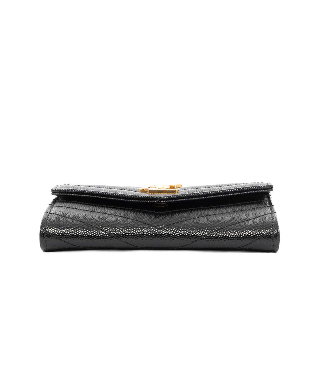 YSL CARD HOLDER SHORT BLACK CHEVRON GHW YBL 414404 0723 5587