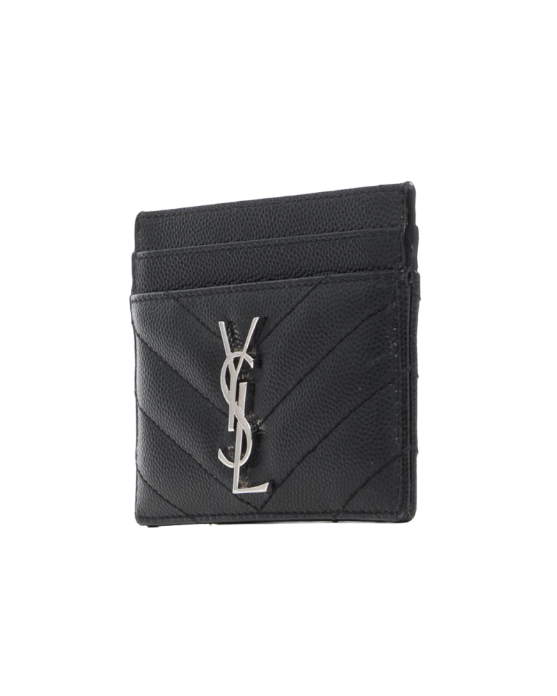 YSL CARD SLOT SHORT BLACK CALF SHW GLZ423291 0724 6154
