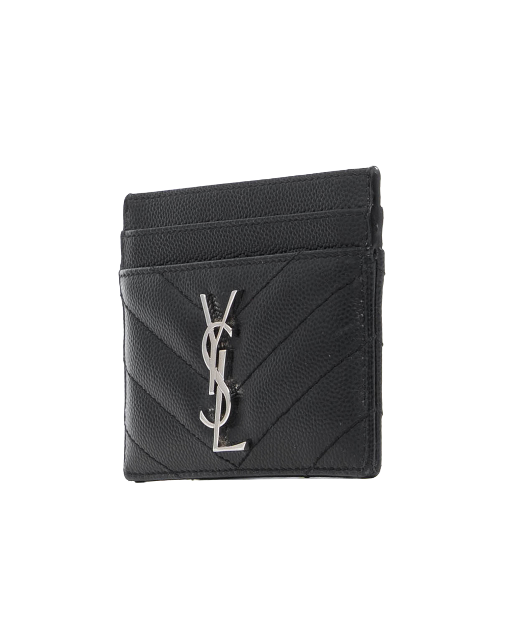 YSL CARD SLOT SHORT BLACK CALF SHW GLZ423291 0724 6154