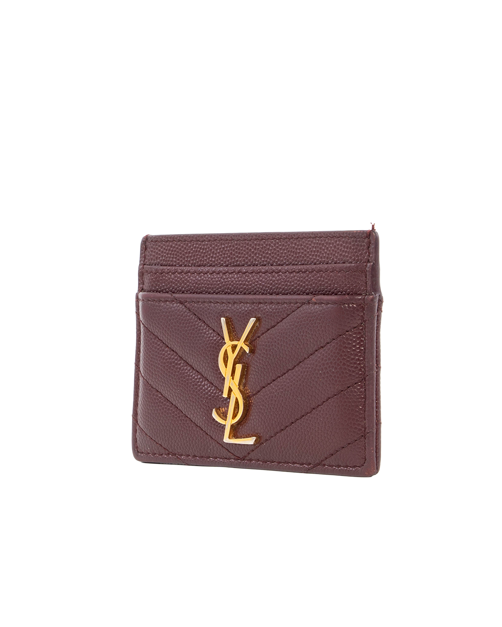 YSL CARD SLOT SHORT RED BURGANDY CHEVRON GHW ALM423291 1213 5122