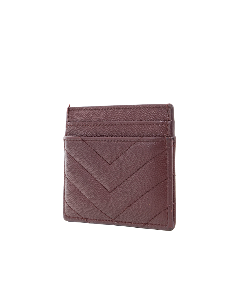 YSL CARD SLOT SHORT RED BURGANDY CHEVRON GHW ALM423291 1213 5123
