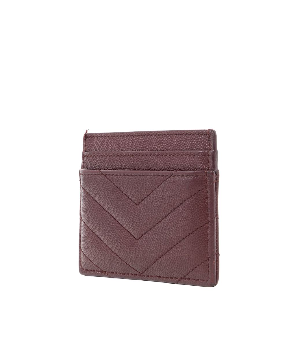 YSL CARD SLOT SHORT RED BURGANDY CHEVRON GHW ALM423291 1213 5123