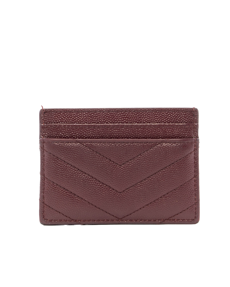 YSL CARD SLOT SHORT RED BURGANDY CHEVRON GHW ALM423291 1213 5124