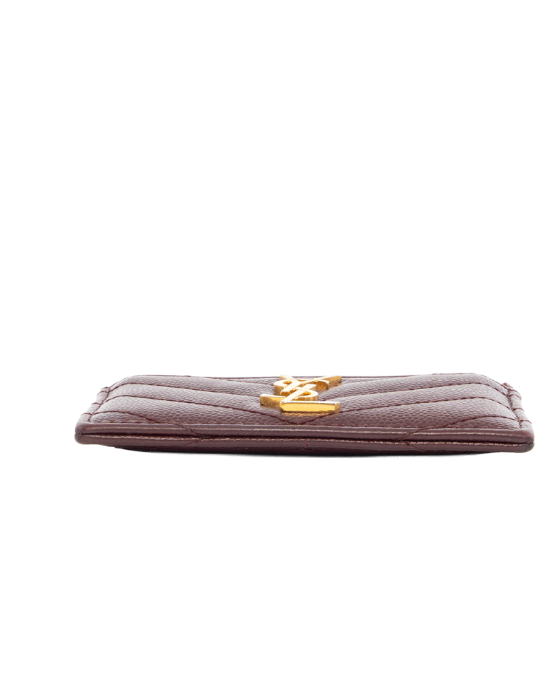YSL CARD SLOT SHORT RED BURGANDY CHEVRON GHW ALM423291 1213 5125