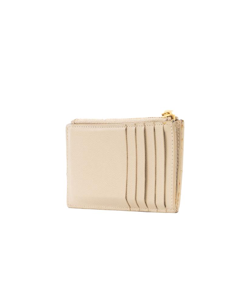 YSL CARD WITH ZIPPY SHORT BEIGE CHEVRON GHW BND607915 0520 0187
