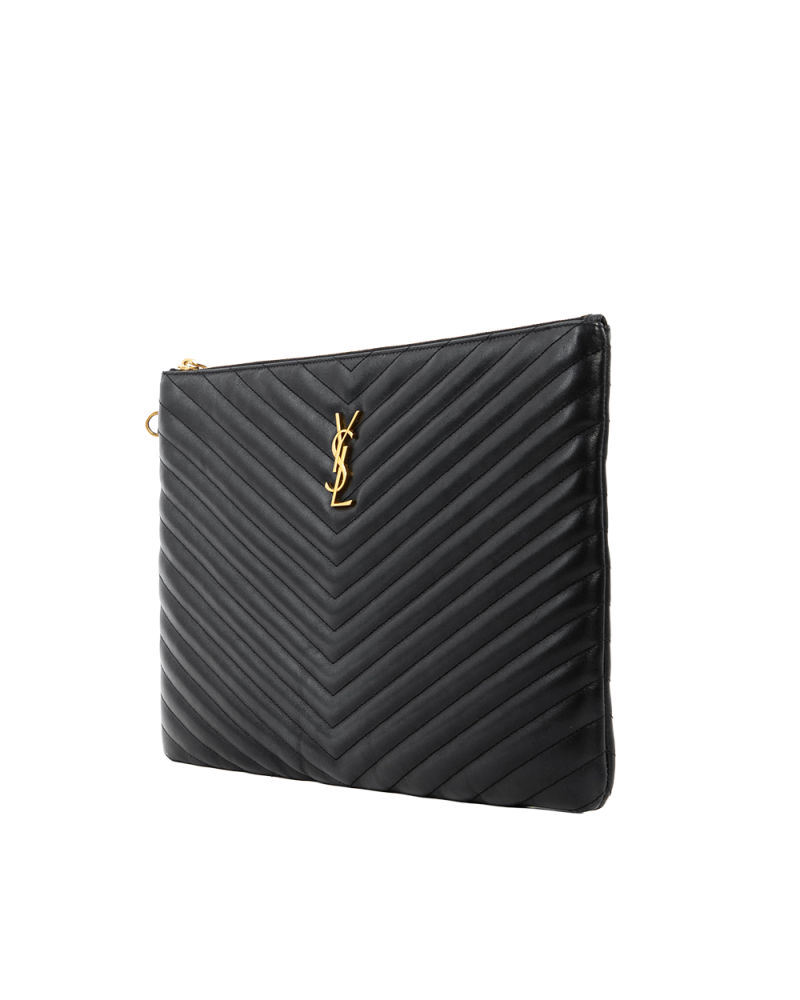 YSL CASSANDRE MATELASSE POUCH BLACK CALF GHW PKB440222 0919 7093