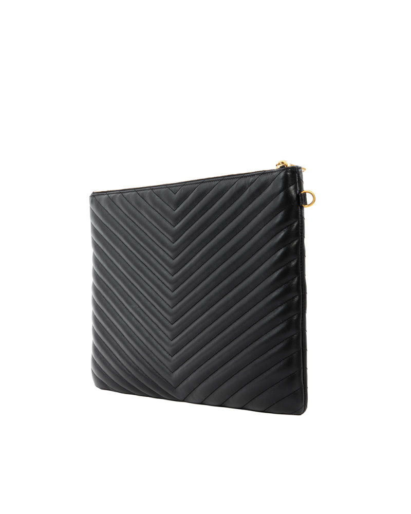 YSL CASSANDRE MATELASSE POUCH BLACK CALF GHW PKB440222 0919 7094