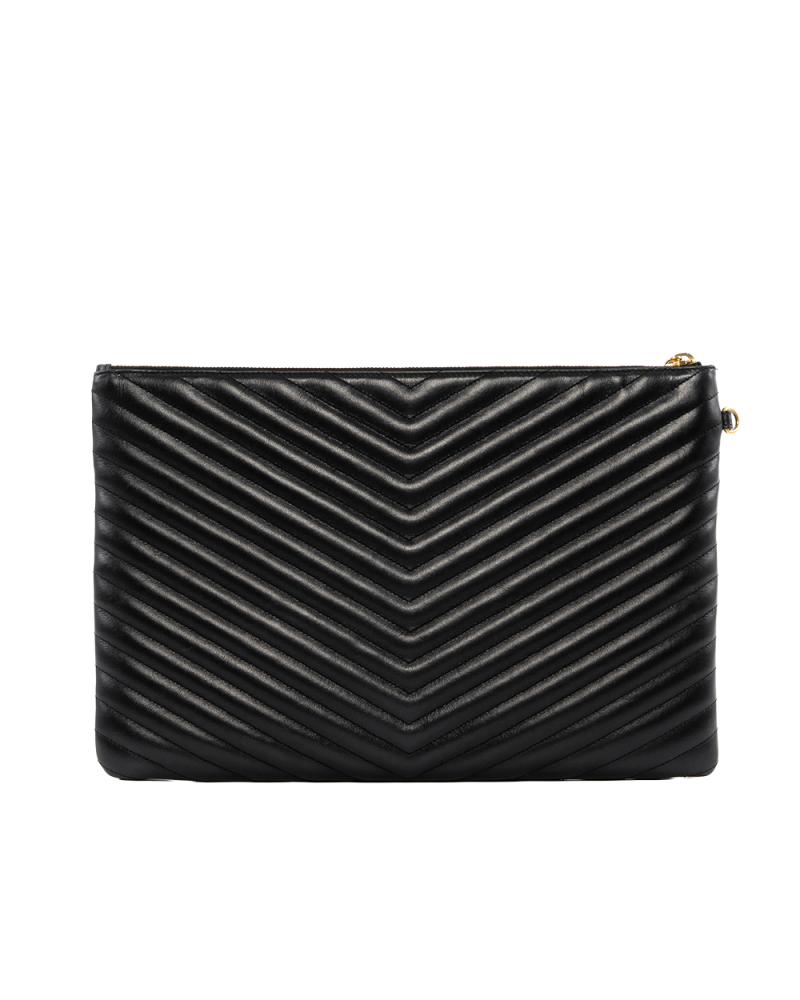 YSL CASSANDRE MATELASSE POUCH BLACK CALF GHW PKB440222 0919 7095