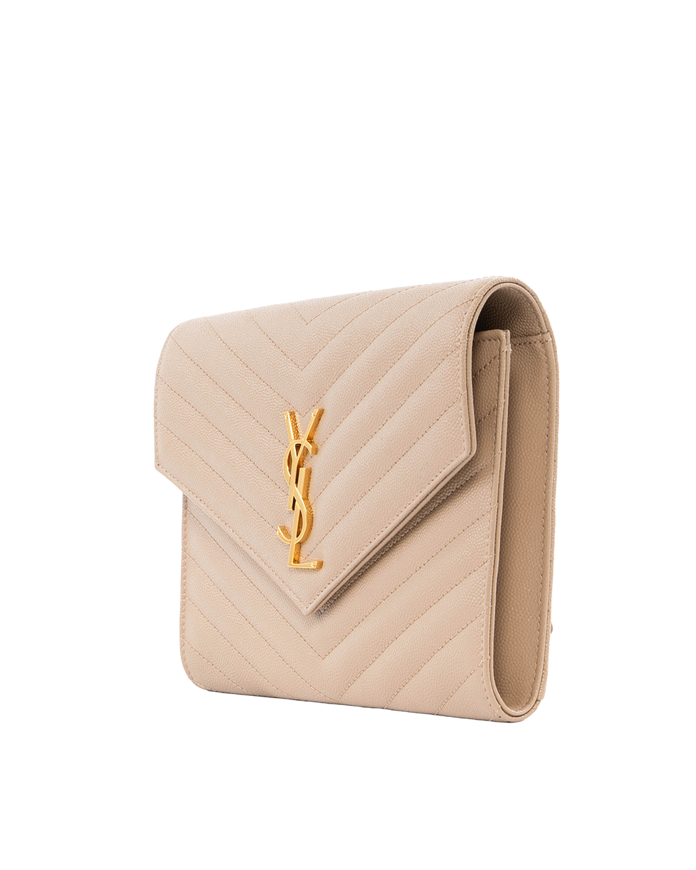 YSL CLUTCH BEIGE CHEVRON GHW ALM 617662 0120 7060